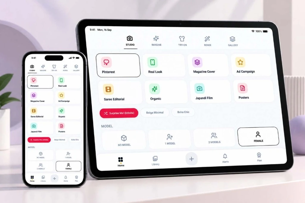 Okira Studio AI Catalog Generation Platform Mockup